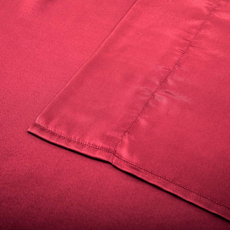 Luxbedding Satin Bed Sheets Queen Sheet Set, Red Silk Sheets, 4 - Pieces Soft Bedding Set with 1 Deep Pocket Fitted Sheet,1 Flat Sheet,2 Pillowcase - Image 4